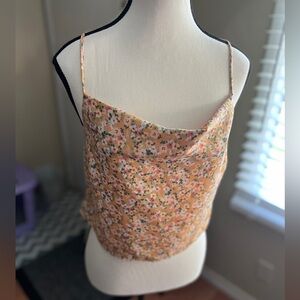 Floral Print Halter Neck Crop Top